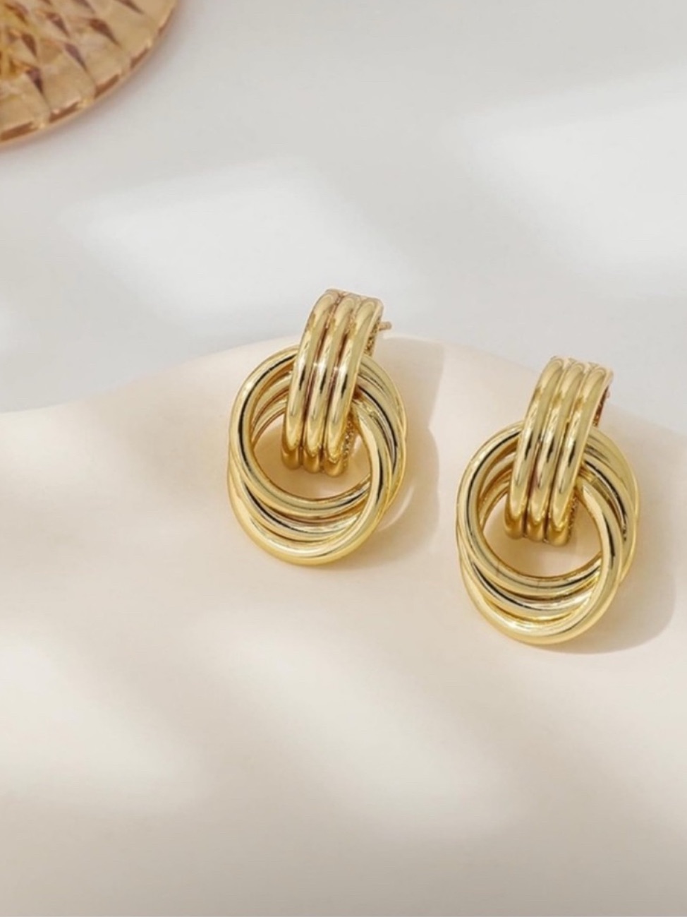 18k Gold Plated Knot Hoop Earrings Minimalist Gold Knot Earrings
